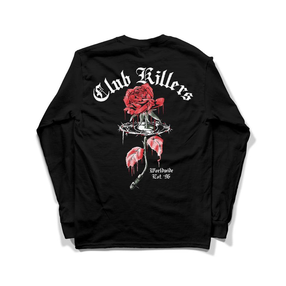 Killer Rose Long Sleeve Heavy Tee (BLACK)